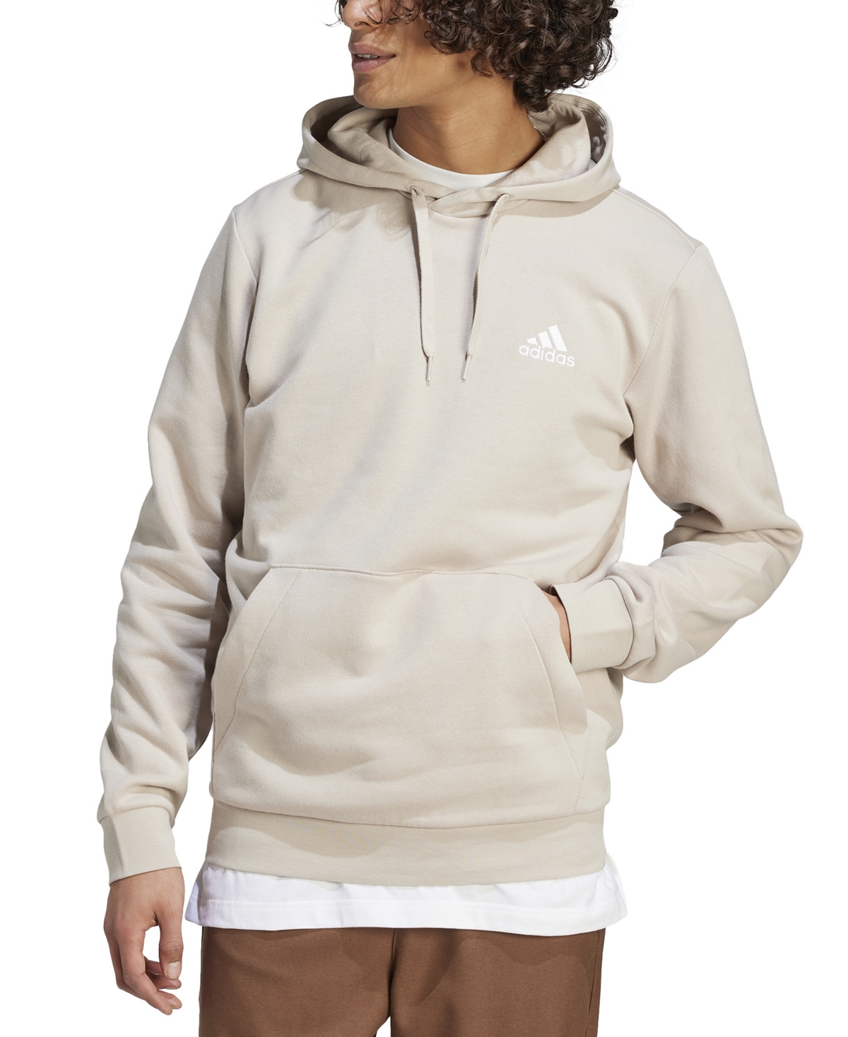 Adidas Originals Men's Feel Cozy Essentials Fleece Pullover Hoodie In Wonder Beige