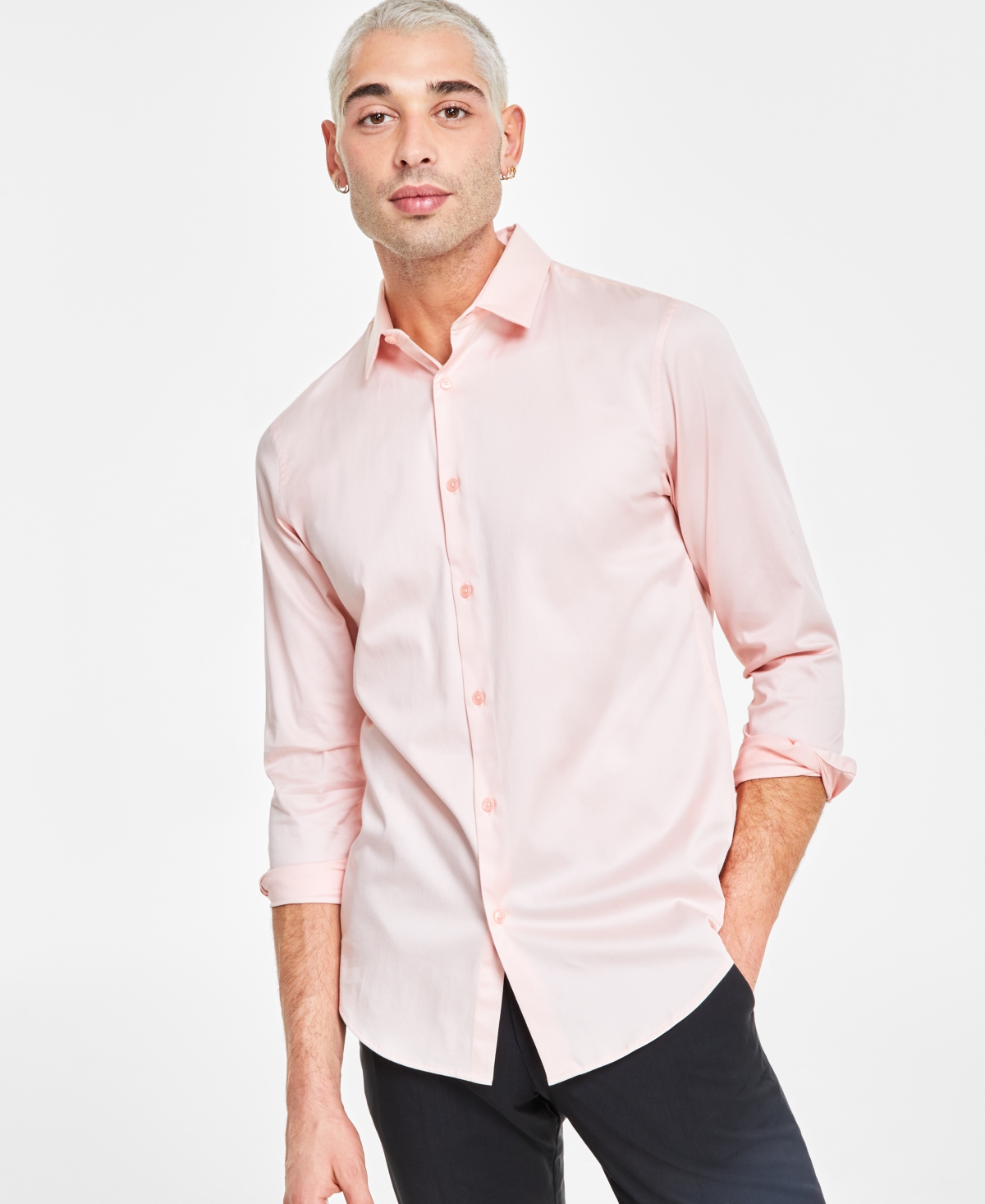 Men's Slim Fit Dress Shirt, Created for Macy's - Pure Pink