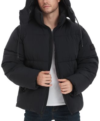 Men's 4-Way Stretch Quilted Puffer Jacket with Detachable Hood