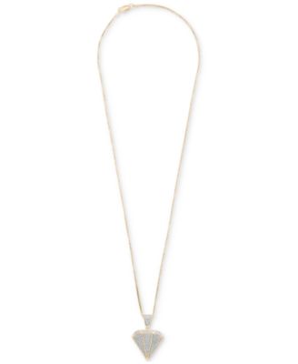 Men's Diamond Pav&eacute; Shaped 22" Pendant Necklace (1/2 ct. t.w.) in 14k Gold-Plated Sterling Silver