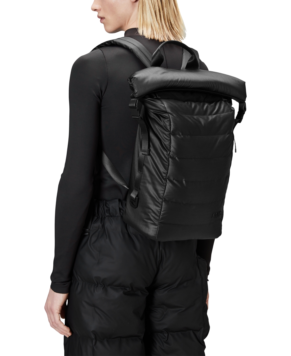 Shop Rains Men's Bator Puffer Backpack In Black