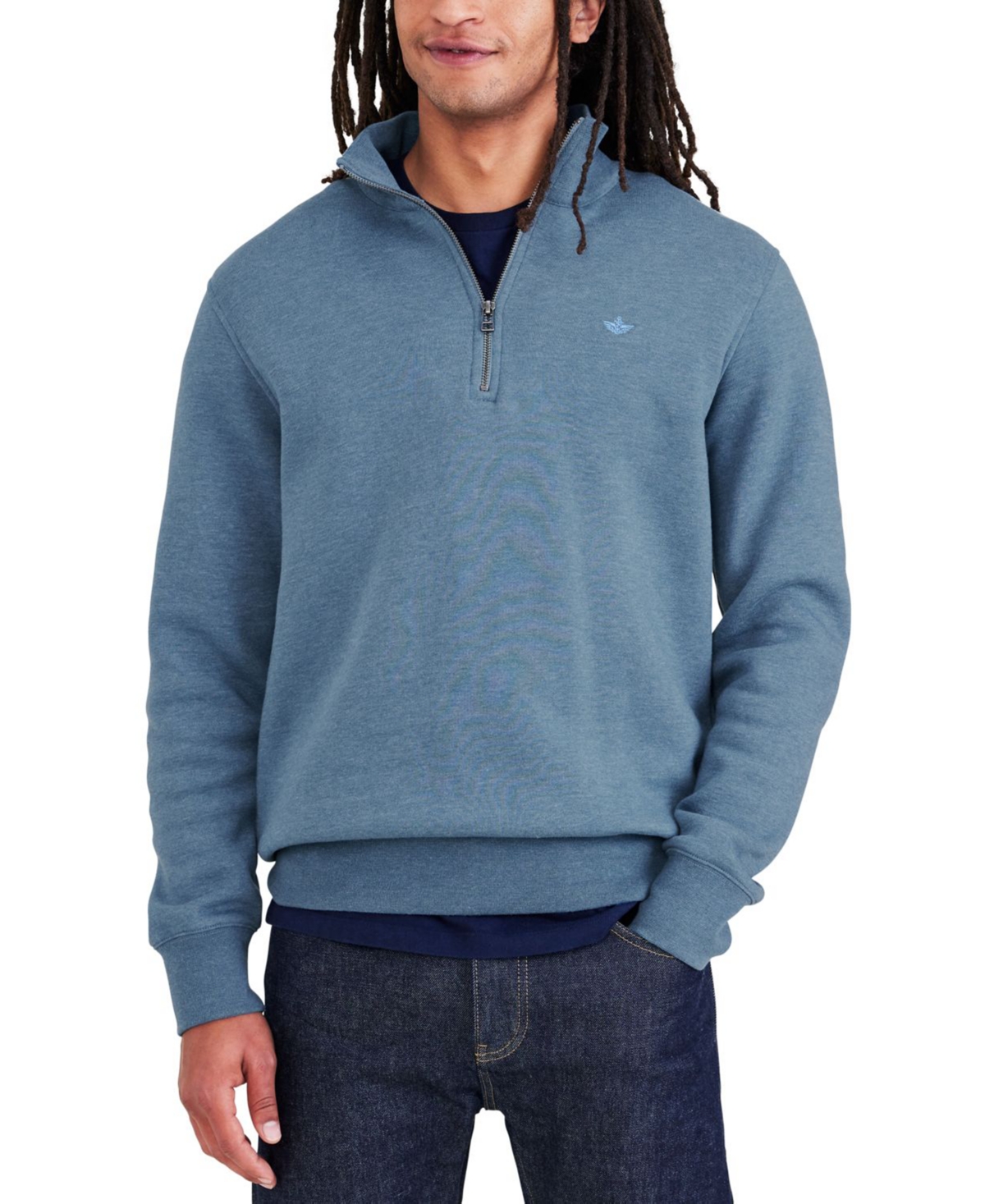 Dockers Men's Regular-fit Fleece Quarter-zip Sweater In Blue Fusion
