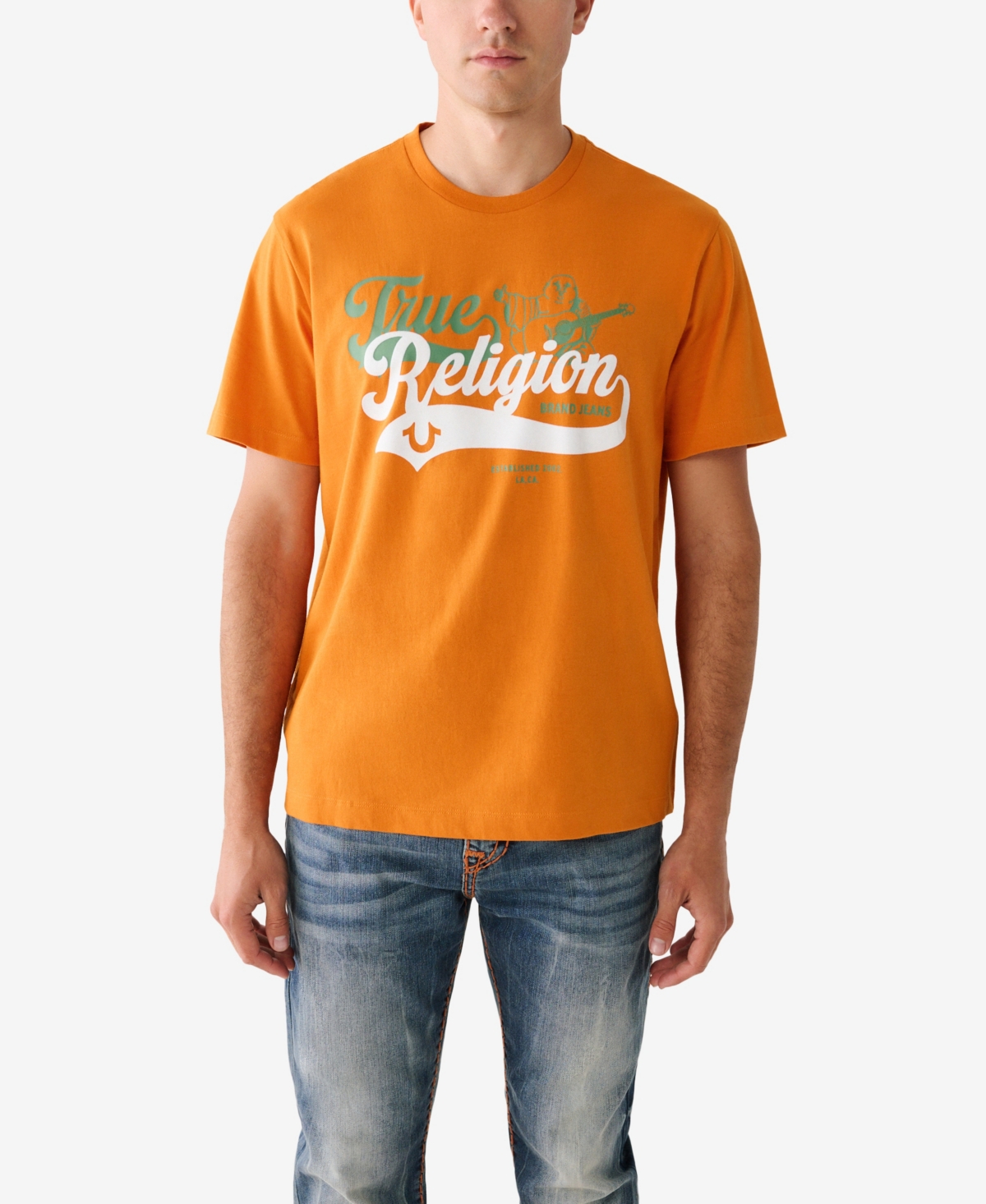 True Religion Men's Short Sleeve Relaxed Old Skool T-shirt In Autumn Maple