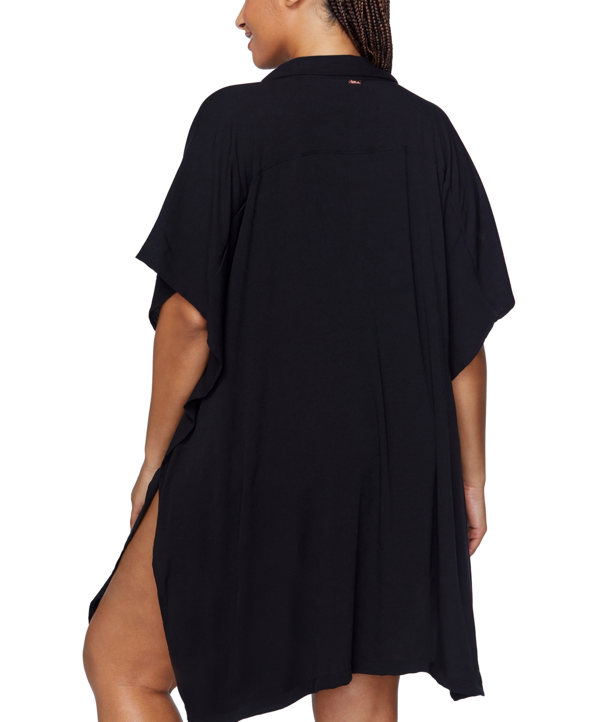 Shop Raisins Curve Trendy Plus Size Vacay Oversized Cover-up In Black