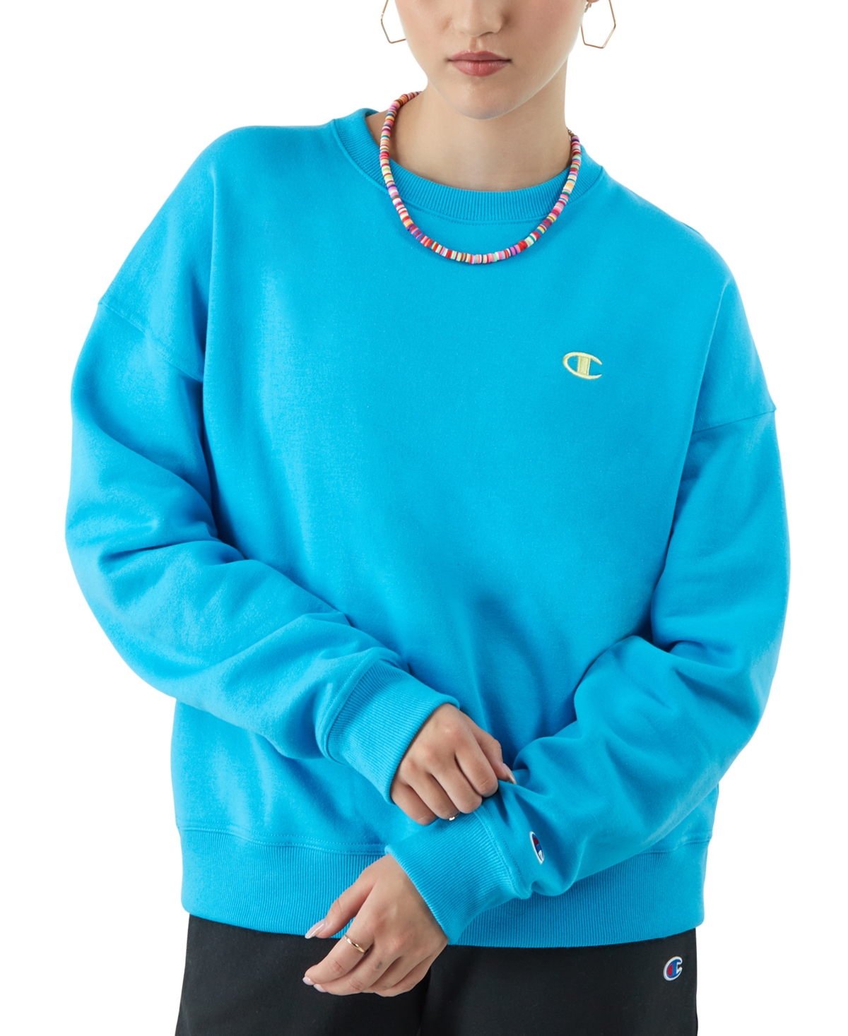 Shop Champion Women's Powerblend Fleece Crewneck Sweatshirt In New Palatinate Blue