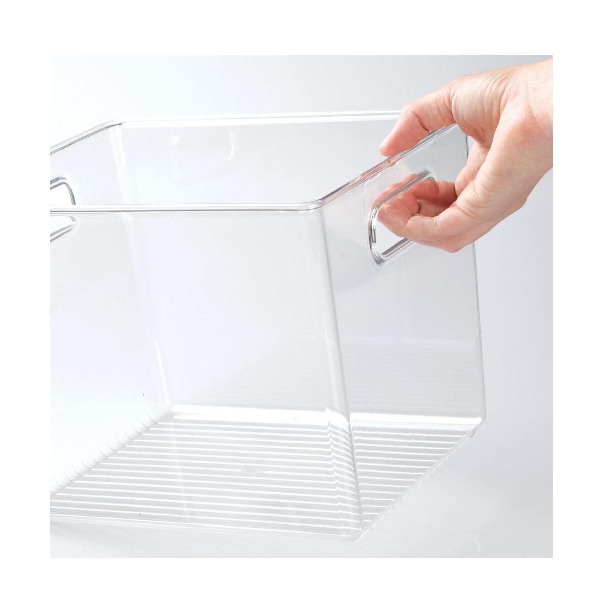 mDesign Plastic Divided First Aid Storage Box Kit, Hinge Lid for Bathroom, Clear