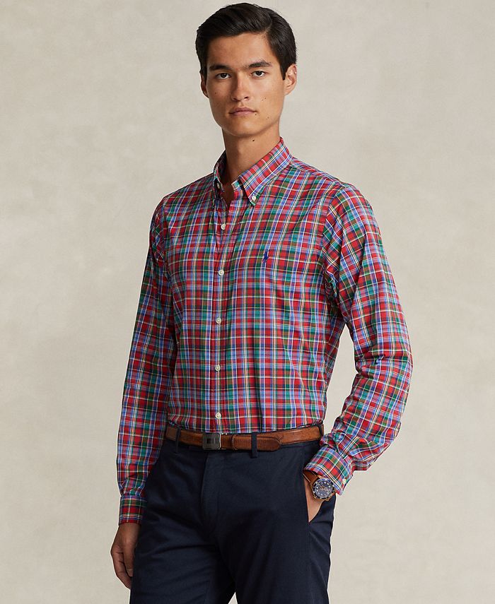 Polo Ralph Lauren Men's Classic-Fit Plaid Stretch Twill Shirt - Macy's