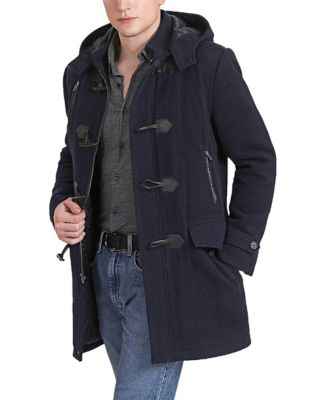 Men Tyson Wool Blend Leather Trimmed Toggle Coat
