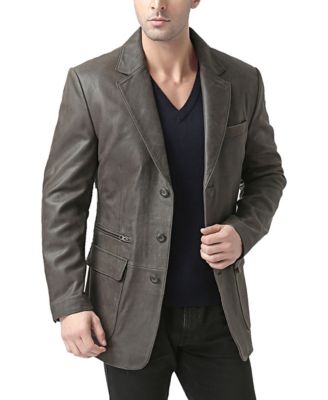 Men's Men Mark Three-Button Distressed Leather Blazer