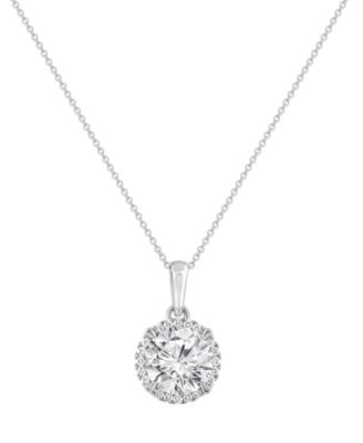 Certified Lab Grown Diamond Halo 18" Pendant Necklace (2 ct. t.w.) in 14k Gold