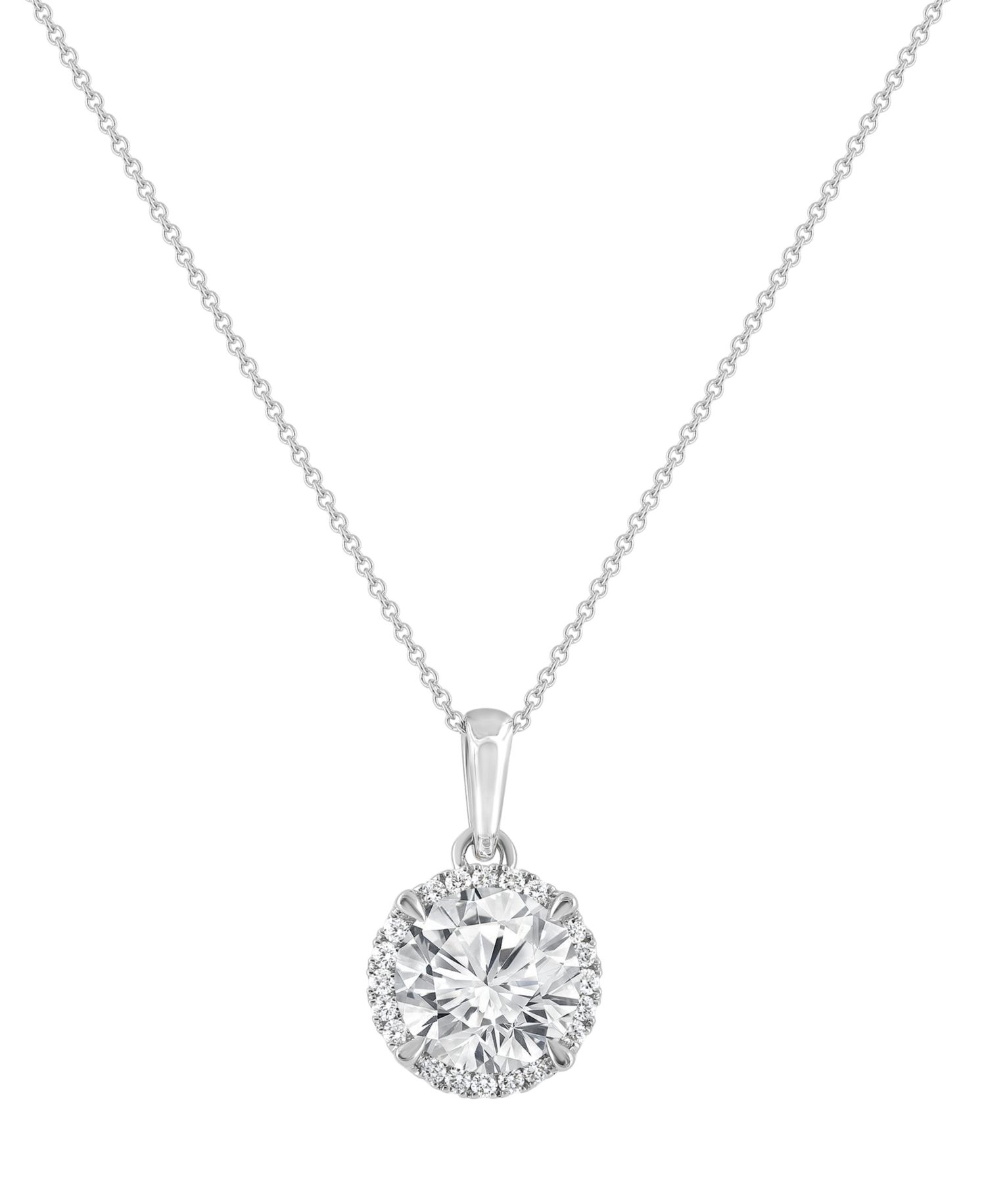 Badgley Mischka Certified Lab Grown Diamond Halo 18" Pendant Necklace (2 ct. t.w.) in 14k Gold