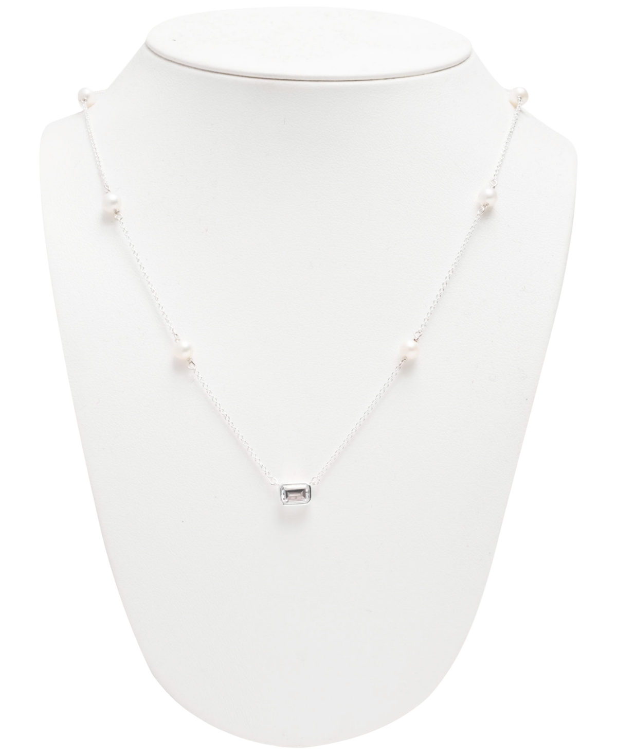 Lauren Ralph Lauren Freshwater Pearl (4 - 4-1/2mm) & Cubic Zirconia Collar Necklace  15