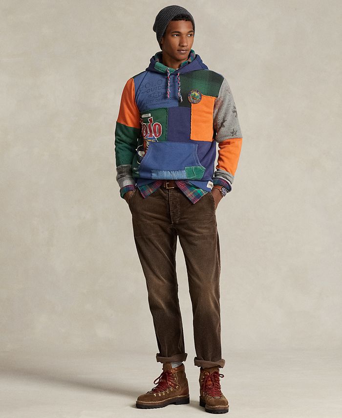 Patchwork fleece hoodie sales