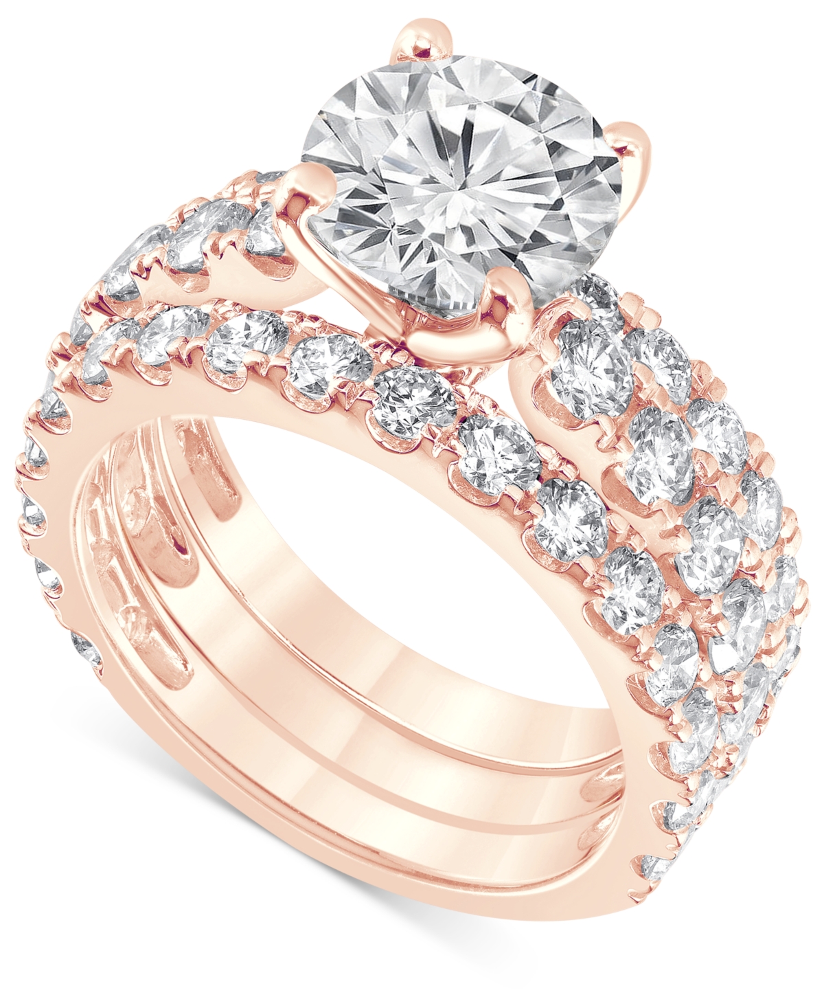 Badgley Mischka Certified Lab Grown Diamond 3 Pc. Bridal Set (5 Ct. T.w.) In 14k Gold In Rose Gold
