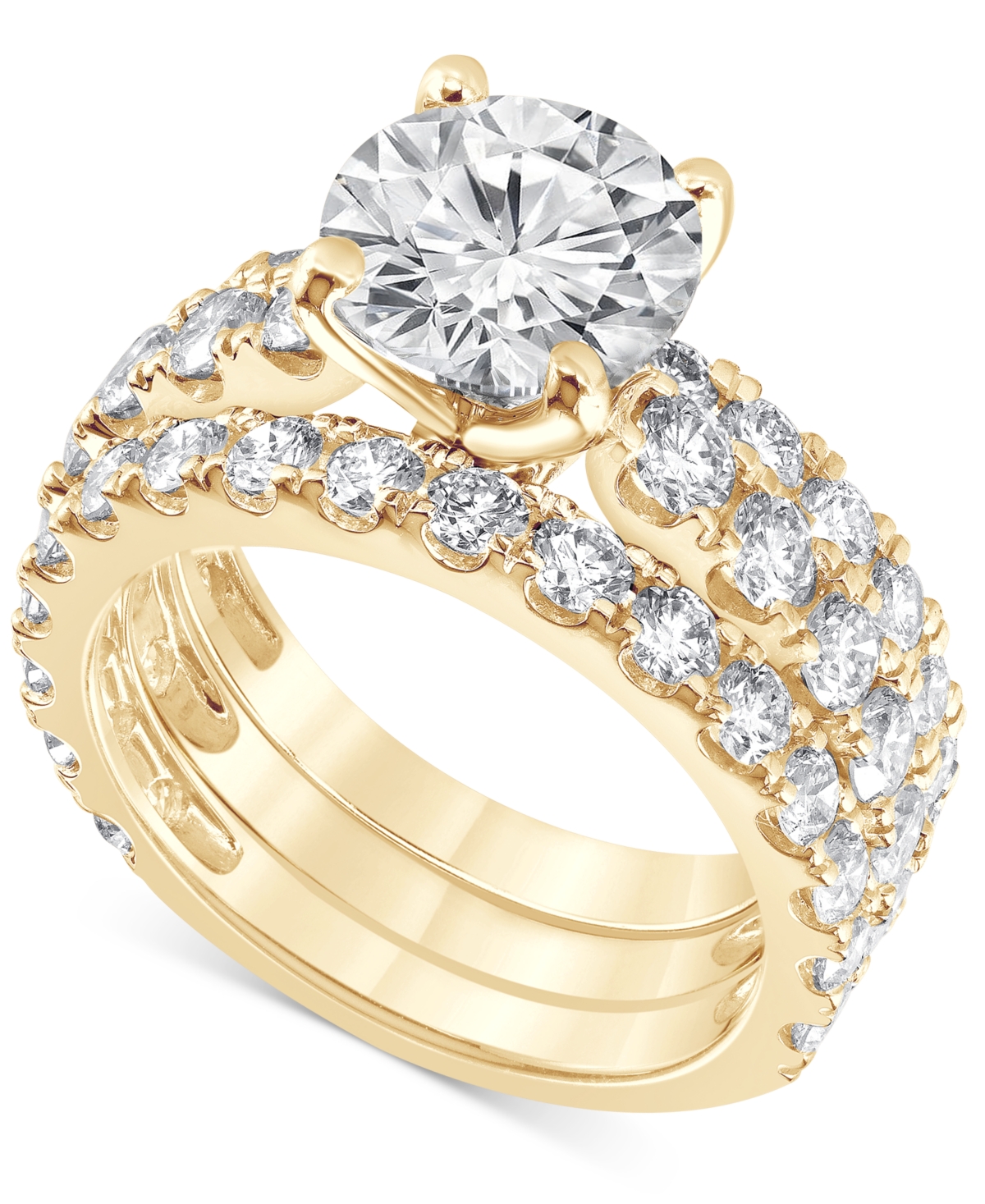 Badgley Mischka Certified Lab Grown Diamond 3 Pc. Bridal Set (5 Ct. T.w.) In 14k Gold In Yellow Gold