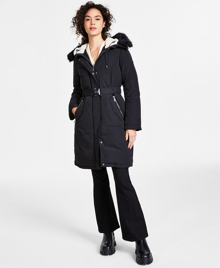 Sam Edelman Women's Faux-Fur-Trim Hooded Parka - Macy's