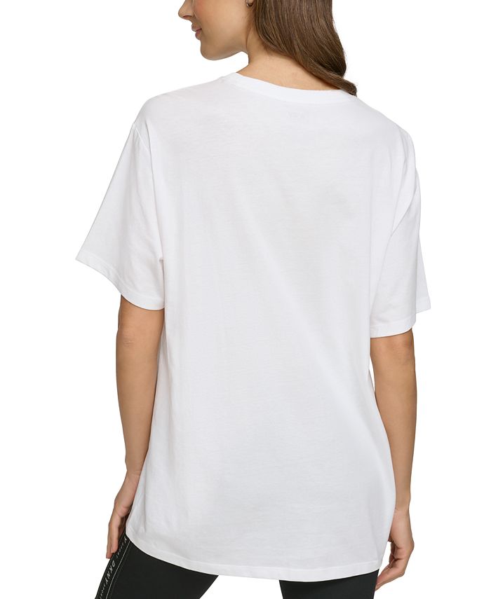 DKNY Women's Cotton Glitter-Logo T-Shirt - Macy's