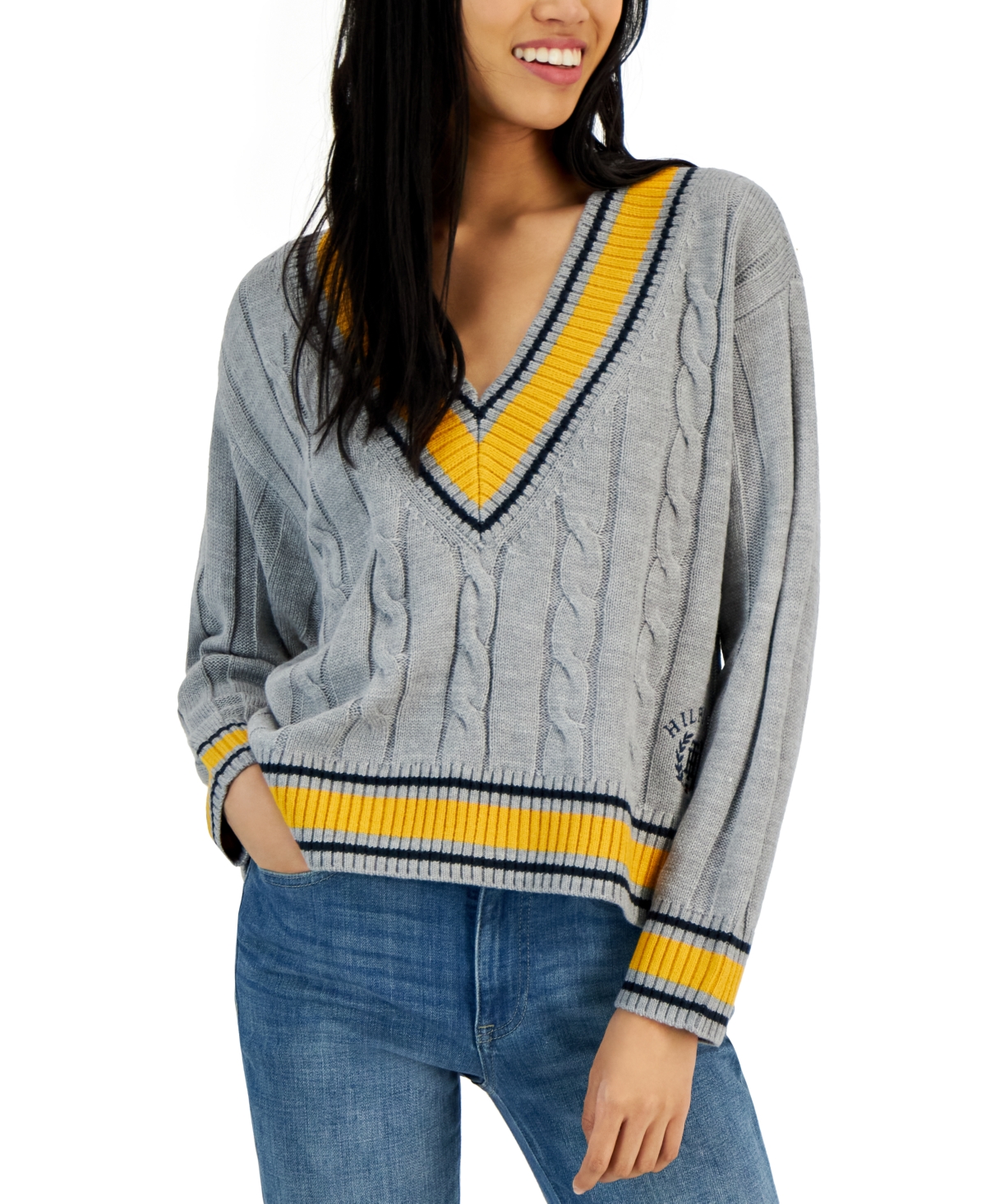 Tommy hilfiger crop sweater women's on sale