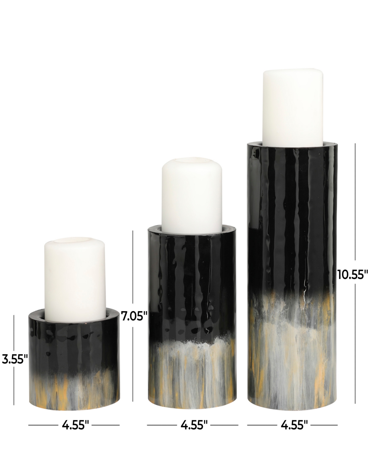 Metal Colorblock Candle Holder with Gold-Tone and Silver-Tone Streaks 11