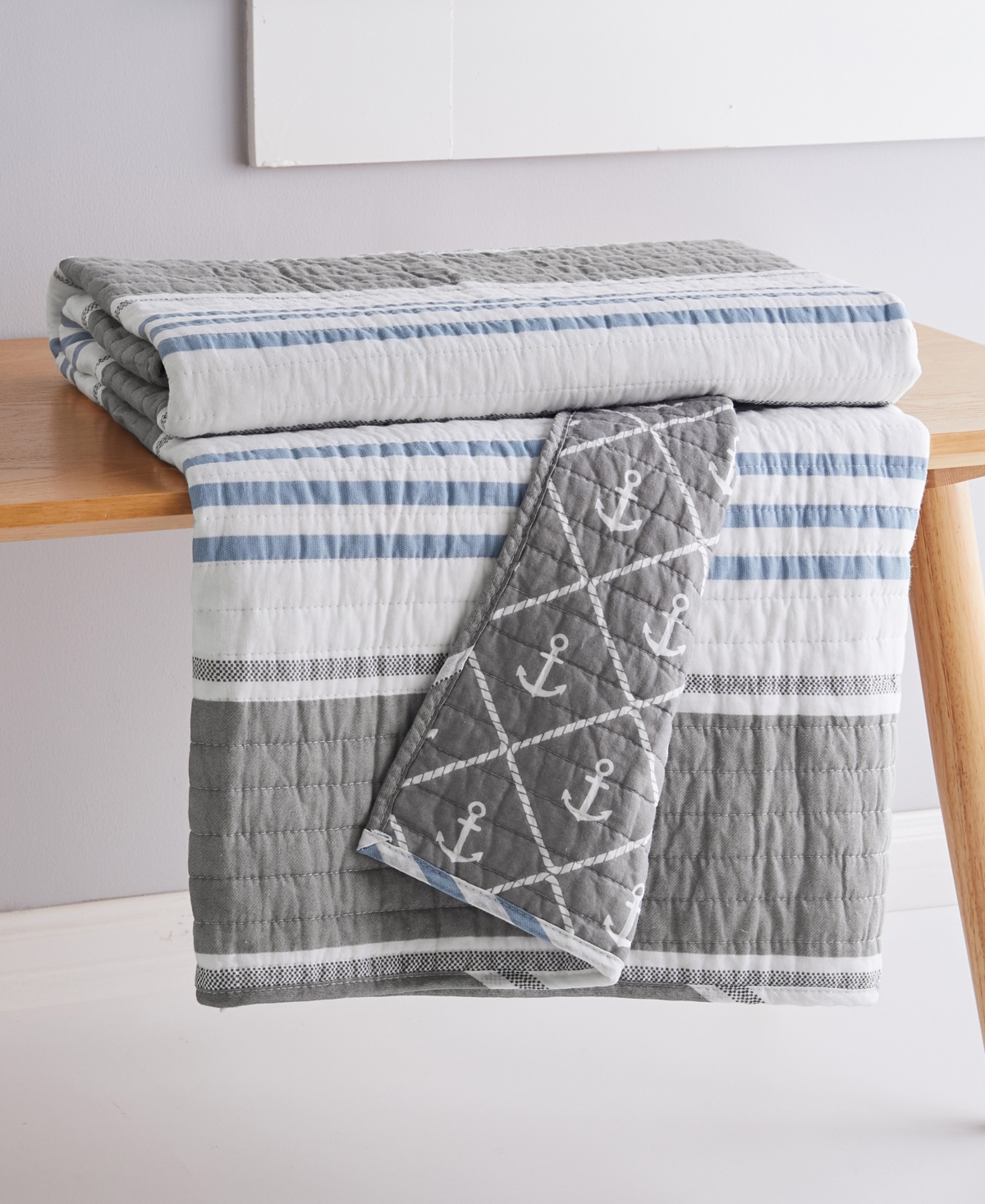 Levtex Provincetown Reversible Quilted Throw, 50" X 60" In Gray