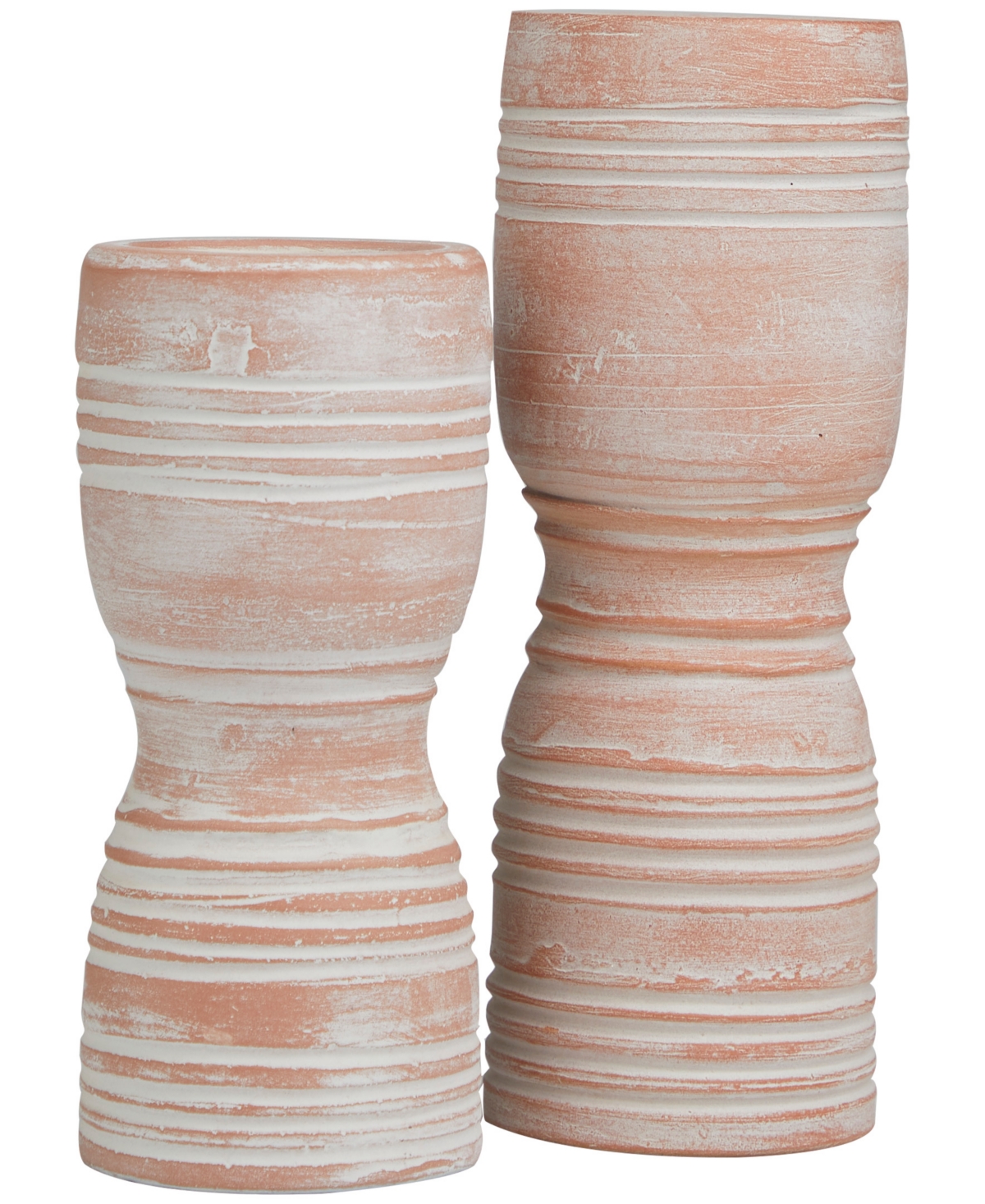 Ceramic Whitewashed Ribbed Terracotta Candle Holder 11