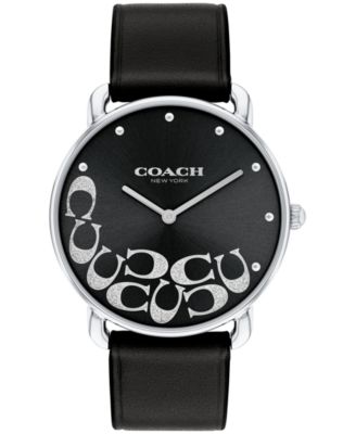 【COACH】Unisex Elliot Black Leather Strap Watch, 36mm COACH Women's Elliot Black Leather Watch 36mm - Macy's