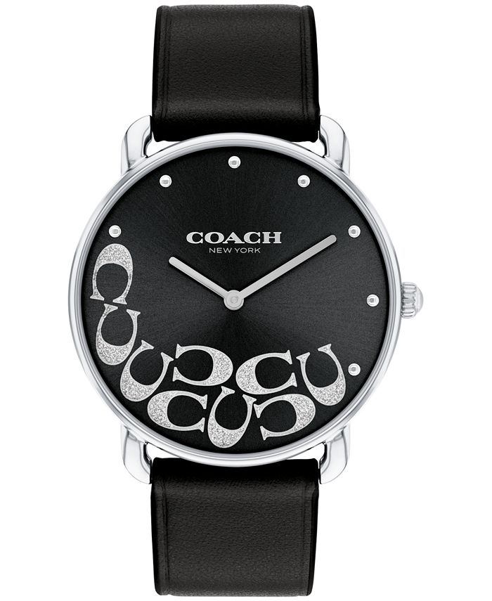 Coach black leather watch discount