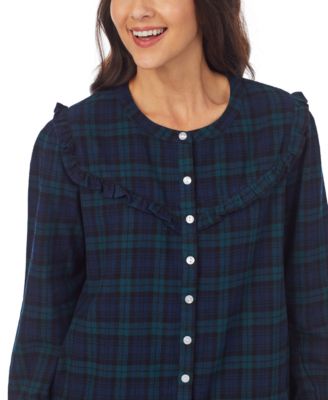 Women's Cotton Flannel Short Button Front Sleepshirt Nightgown