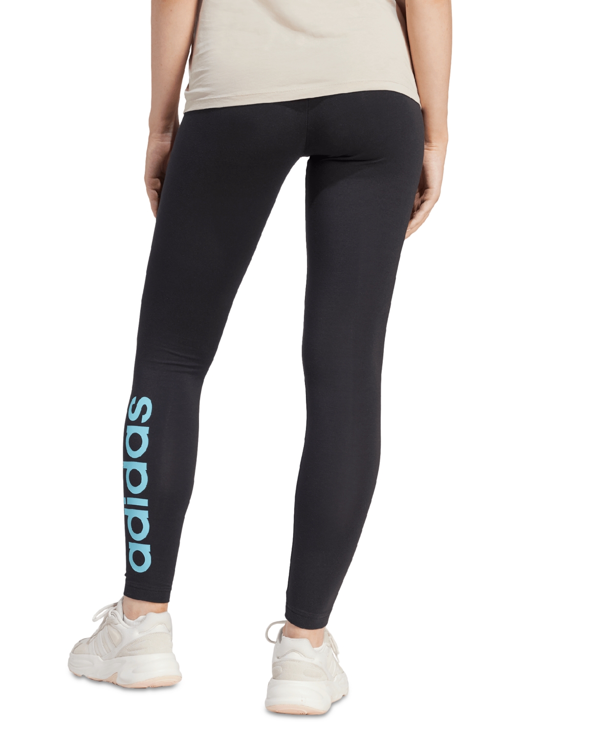 adidas Women's Linear-Logo Full Length Leggings -light Aqua