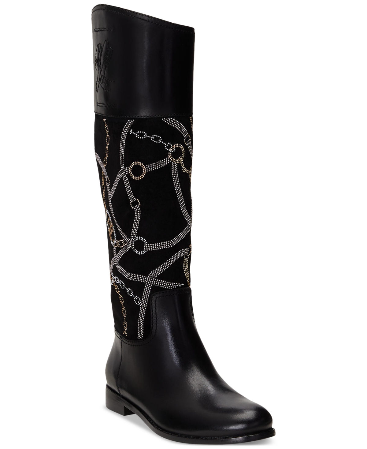 Lauren Ralph Lauren Women's Justine Asymmetrical Riding Boots In Black Embellishment