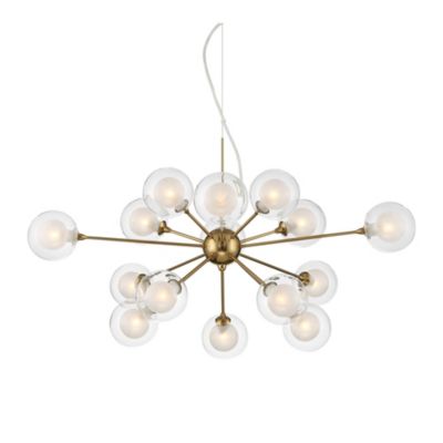 Spheres Antique Brass Chandelier 30" Wide Mid Century Modern Sputnik Glass Shade 15-Light Fixture for Dining Room Kitchen Island