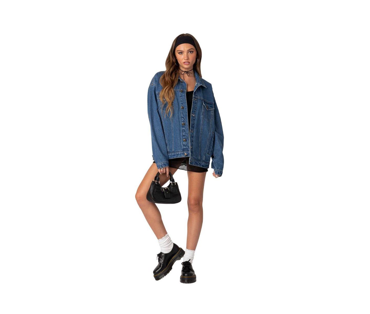 Женская куртка Edikted Dalia Oversized Denim, цвет: Тёмный синий — фото 2