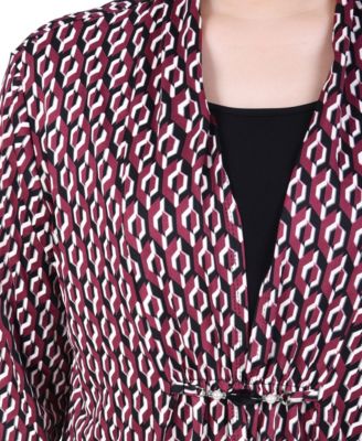 Petite Puff Print 3/4 Sleeve Two-Fer Top