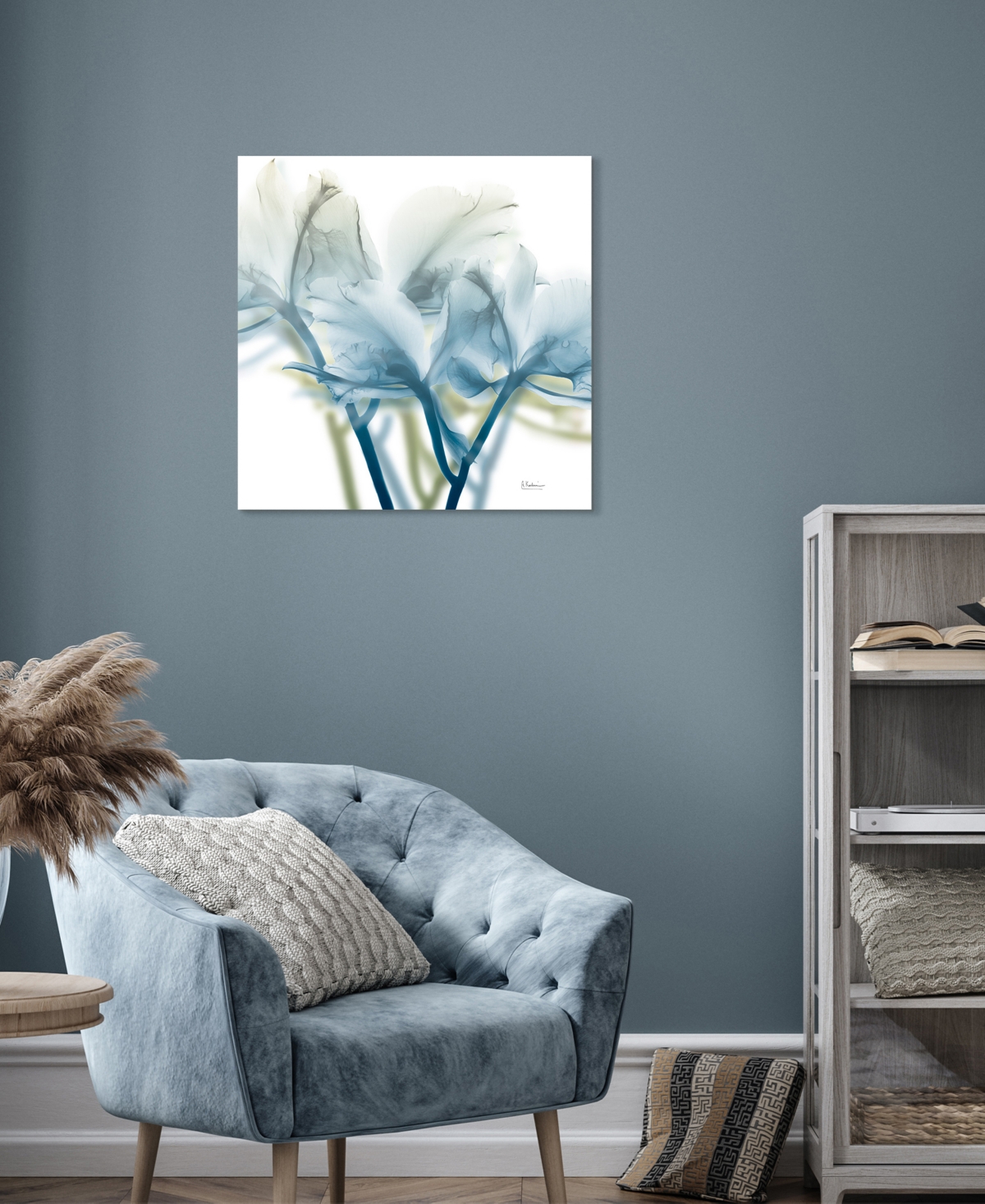 Shop Empire Art Direct "unfocused Beauty 3" Frameless Free Floating Tempered Glass Panel Graphic Wall Art, 24" X 24" X 0.2" In Blue,green