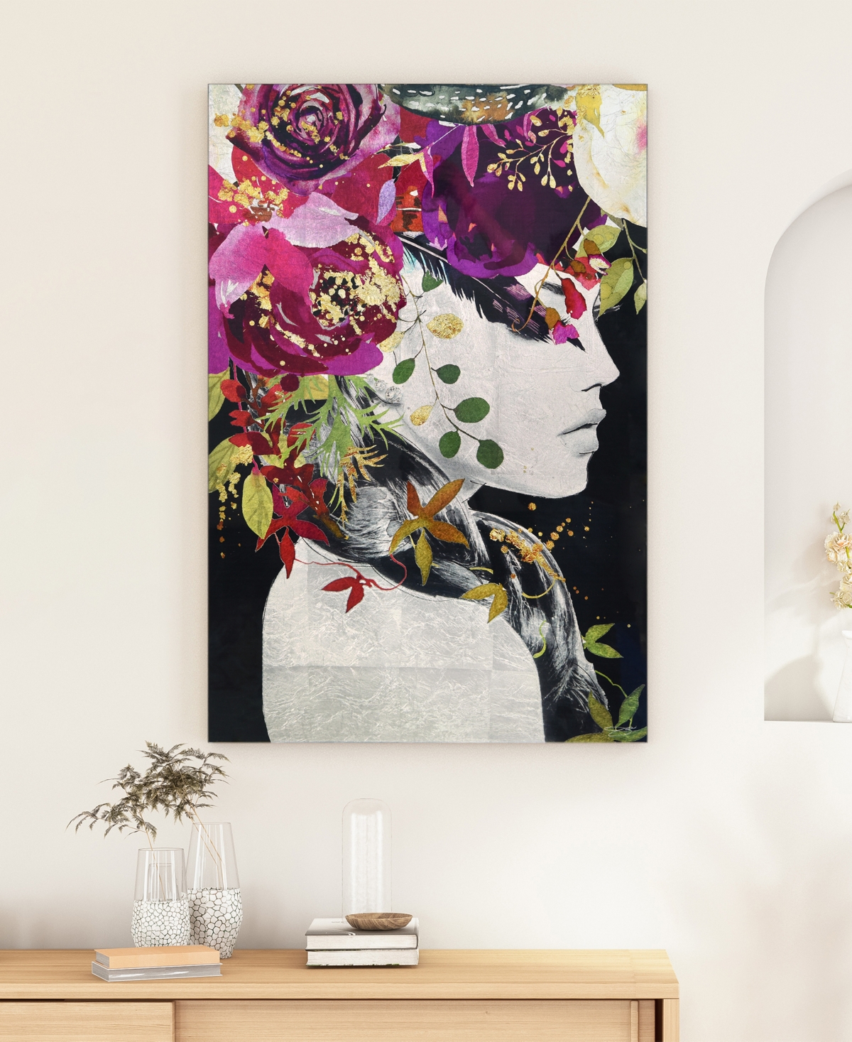 EMPIRE ART DIRECT "PURPLE RAIN" REVERSE PRINTED TEMPERED GLASS WITH SILVER-TONE LEAF, 36" X 24" X 0.2" 