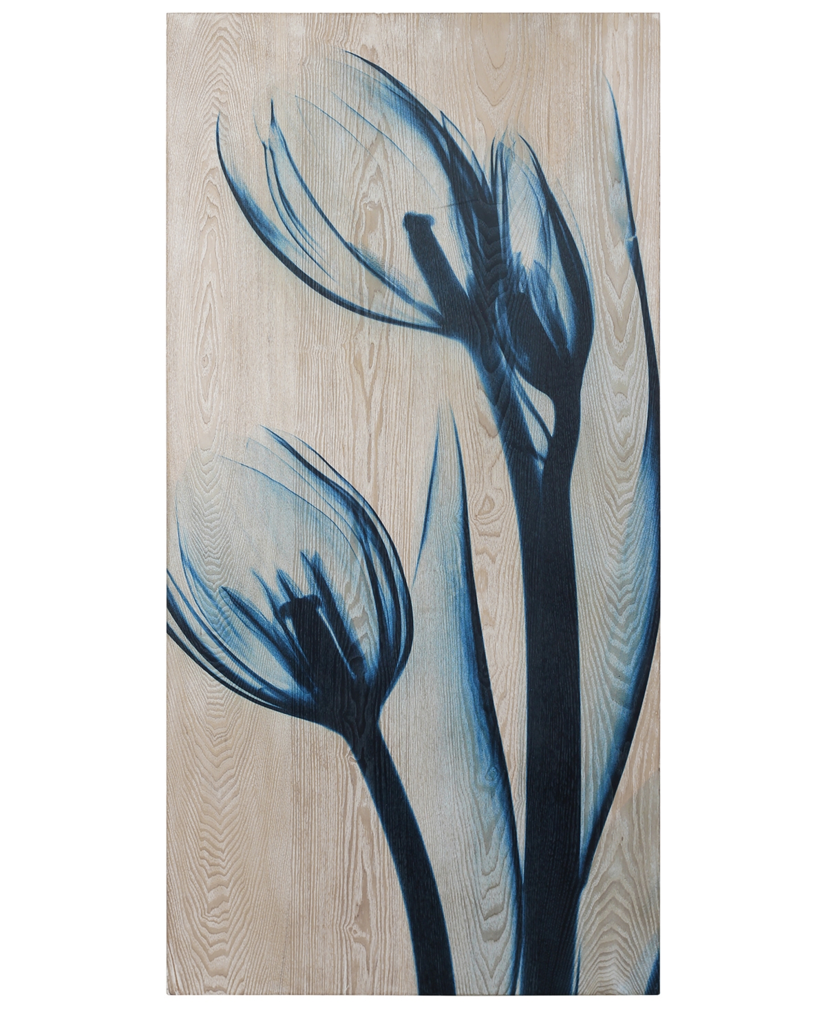 Empire Art Direct Tulips Fine Radiographic Photography Hi Definition Giclee Printed Directly On Hand Finished Ash Wood In Blue