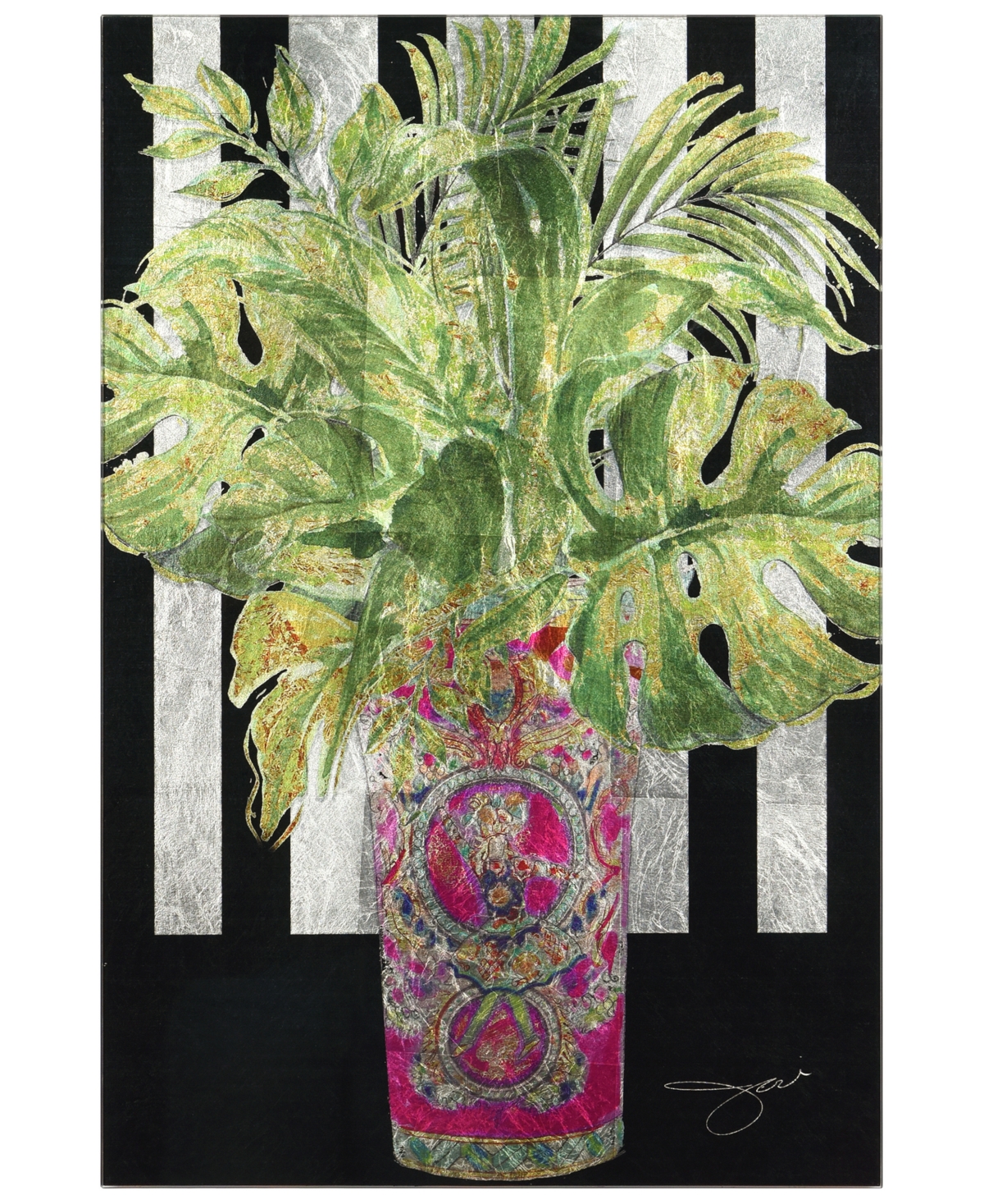 Empire Art Direct "nature Style" Reverse Printed Tempered Glass With Silver-tone Leaf, 48" X 32" X 0.2" In Multi-color