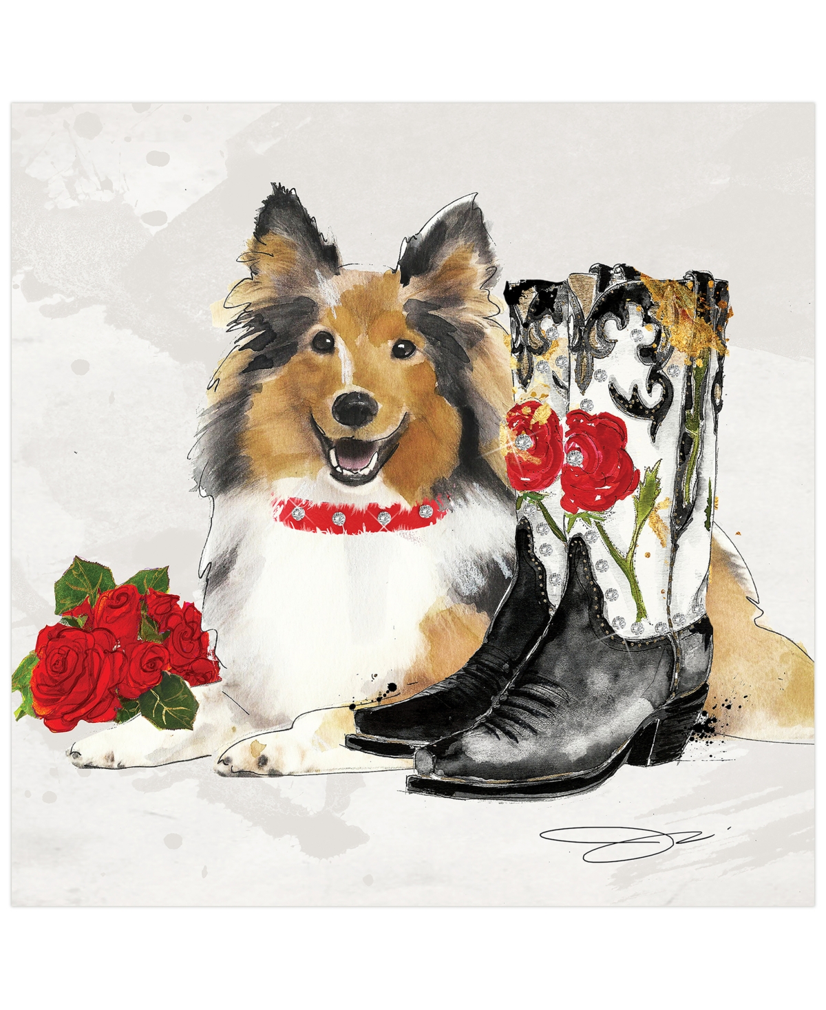Empire Art Direct "collie" Unframed Free Floating Tempered Glass Panel Graphic Dog Wall Art Print 20" X 20", 20" X 20" In Multi-color