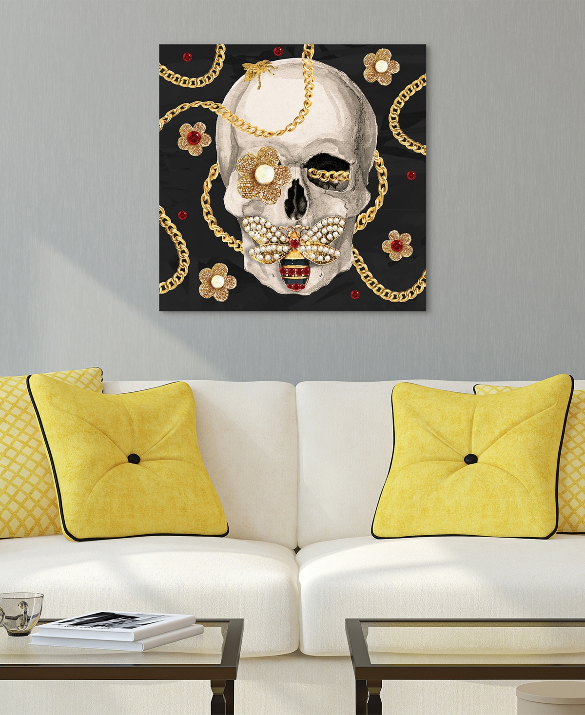 EMPIRE ART DIRECT "GOLD-TONE DIGGER" FRAMELESS FREE FLOATING TEMPERED GLASS PANEL GRAPHIC WALL ART, 24" X 24" X 0.2" 