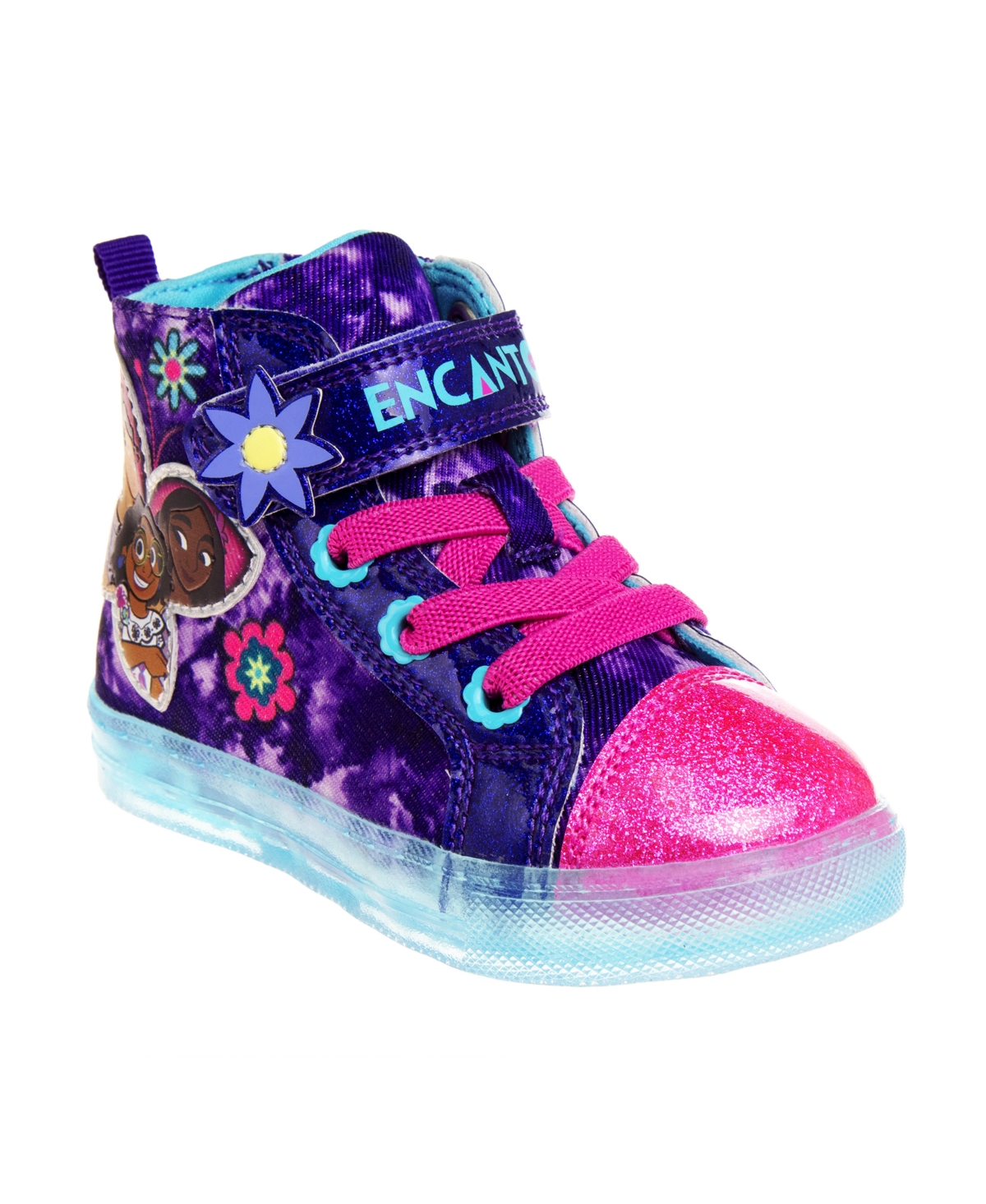 Disney Kids' Little Girls Encanto High Top Light Up Sneakers In Purple,blue