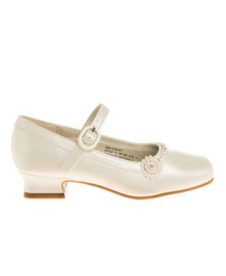 Little Girls Low Heeled Flower Detail Dress Shoes