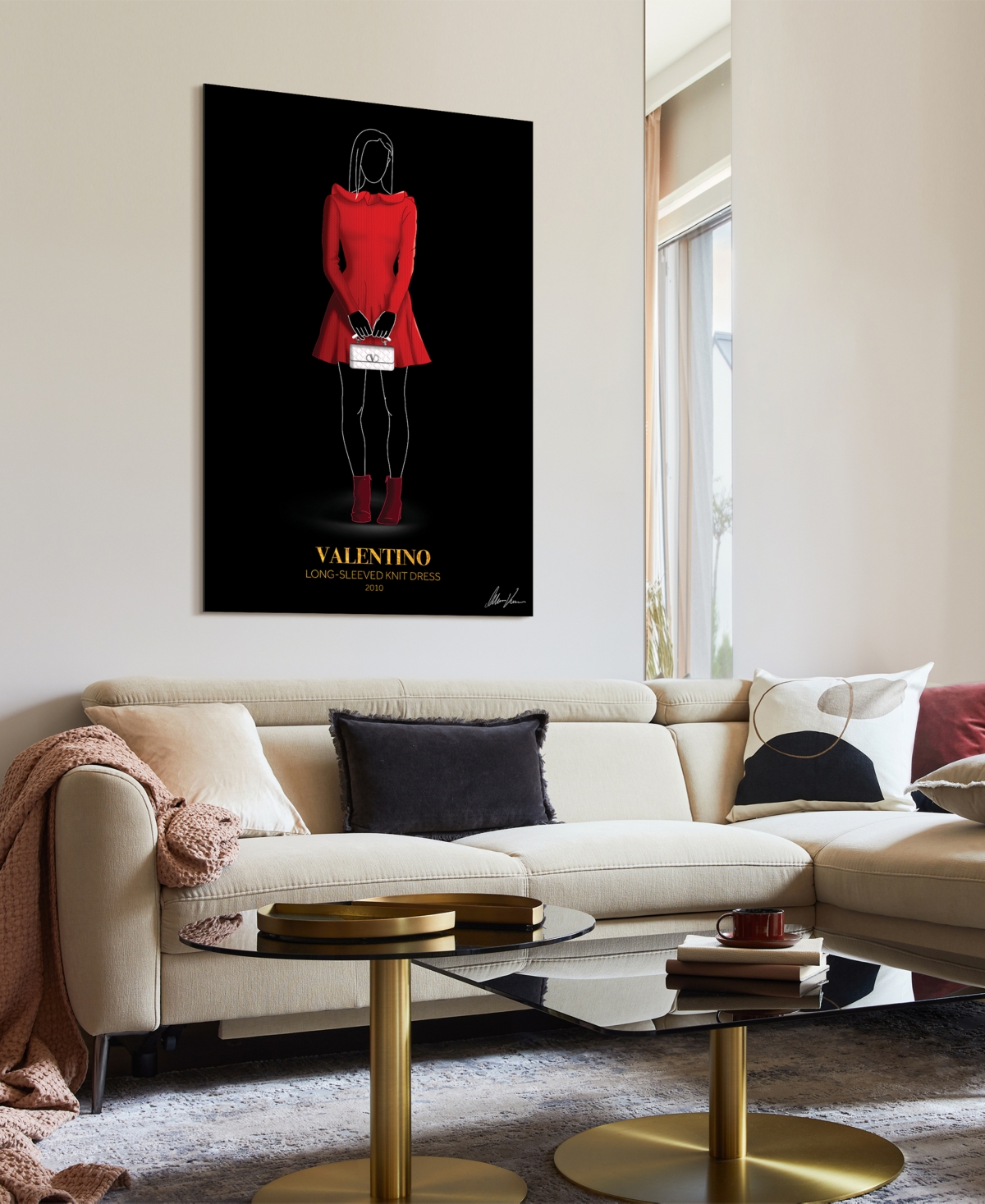 Shop Empire Art Direct "v Fashion Red Look" Frameless Free Floating Reverse Printed Tempered Glass Wall Art, 48" X 32" X 0.