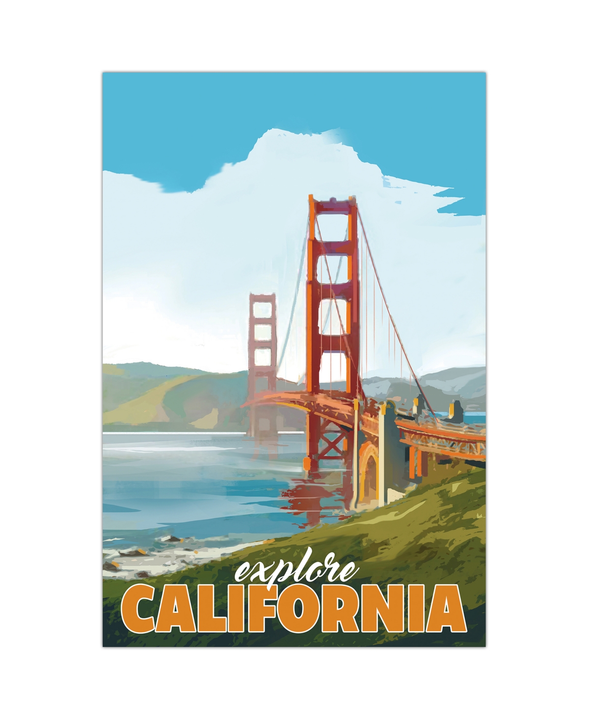 Empire Art Direct "golden Gate Gaze" Frameless Free Floating Tempered Glass Panel Graphic Wall Art, 36" X 24" X 0.2" In Multi-color