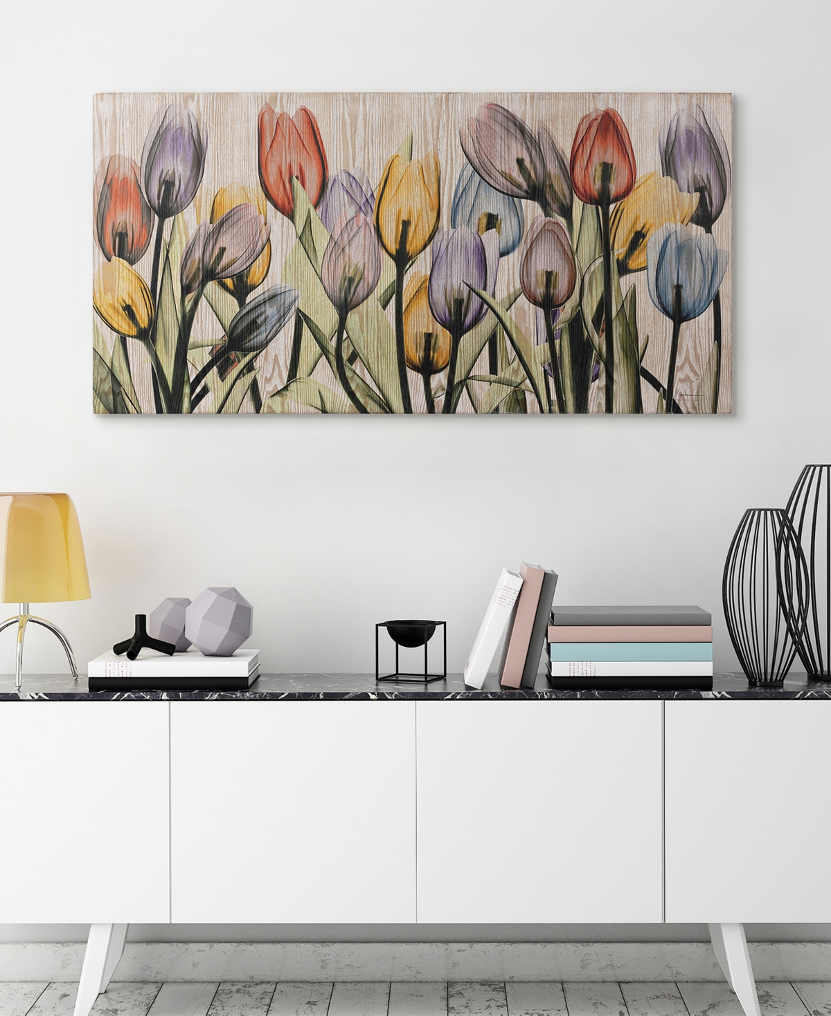 Shop Empire Art Direct "tulipscape" Fine Radiographic Photography Giclee Printed Directly On Hand Finished Ash Wood Wall Ar In Multi-color