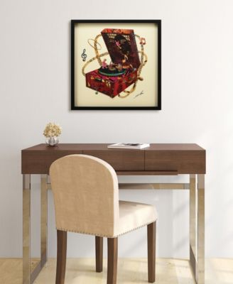 "Wind Up 78 "Hand-made dimensional music box art collage, under glass, encased on a black shadow box frame, 25" x 25" x 1.4"