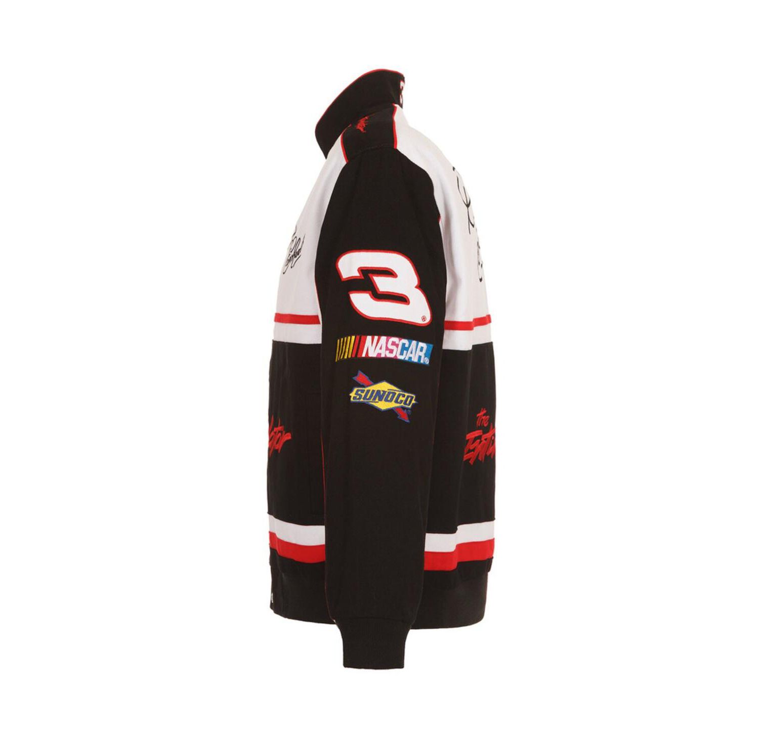 Men's Black, White Dale Earnhardt Twill Uniform Full-Snap Jacket
