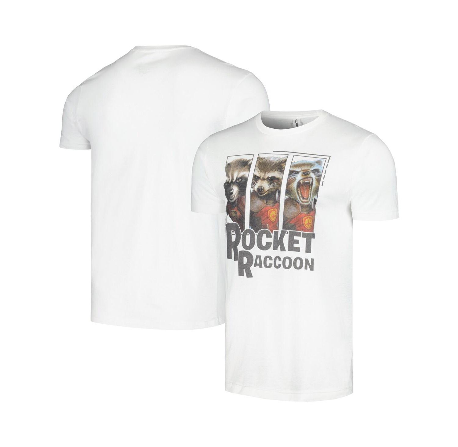 Men's and Women's White Guardians of the Galaxy Rocket Raccoon Panels T-shirt