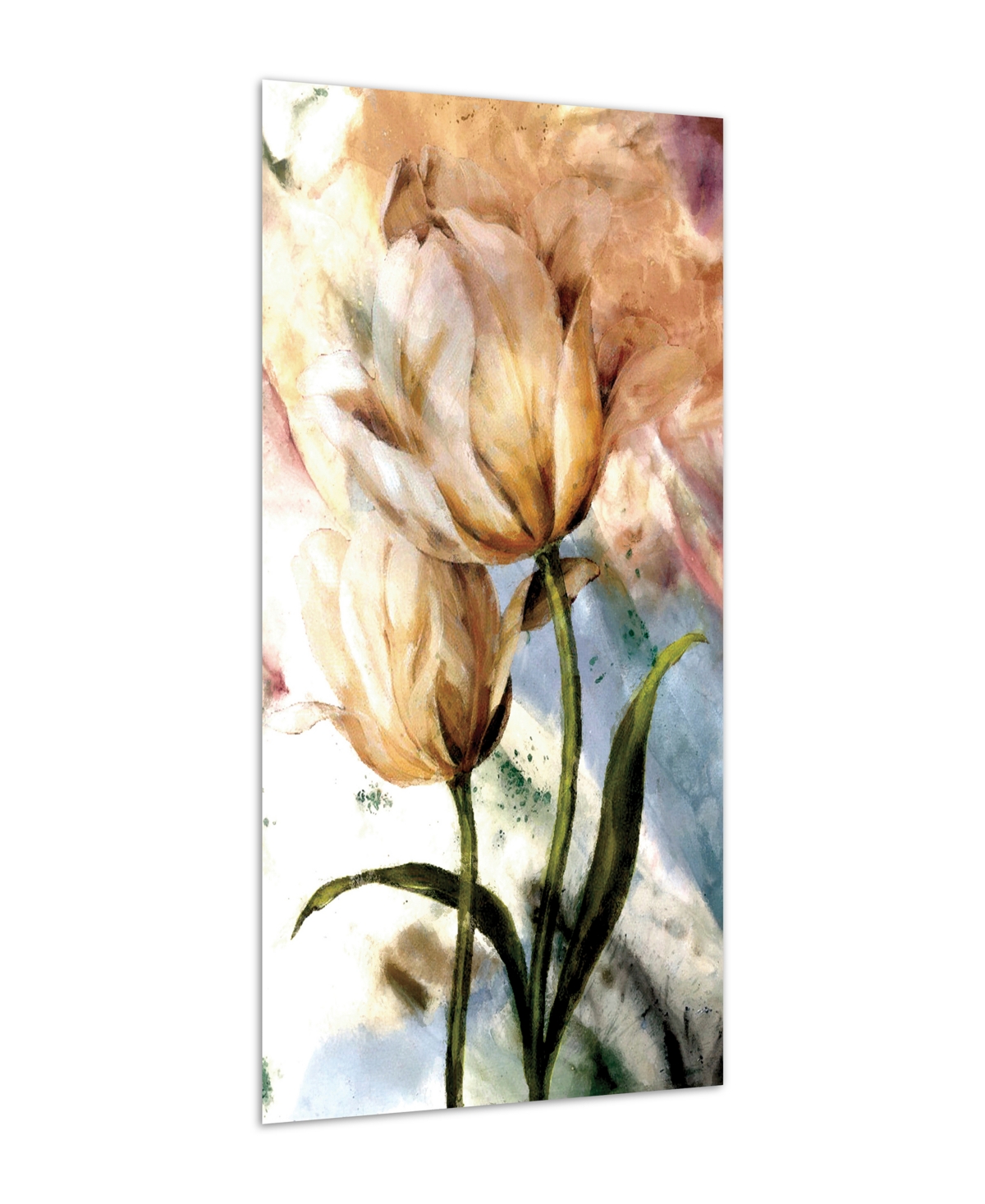 Shop Empire Art Direct "pastel Fleur I" Frameless Free Floating Reverse Printed Tempered Glass Wall Art, 72" X 36" X 0.2" In Yellow
