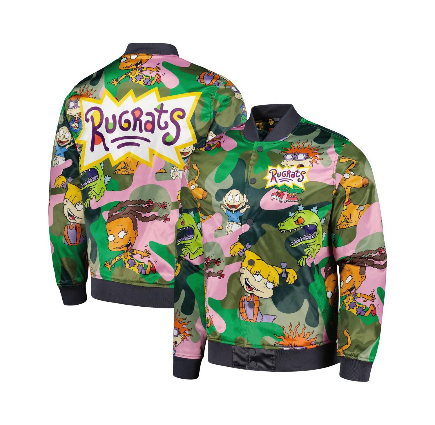 Men's Camo Rugrats Graphic Satin Full-Snap Jacket