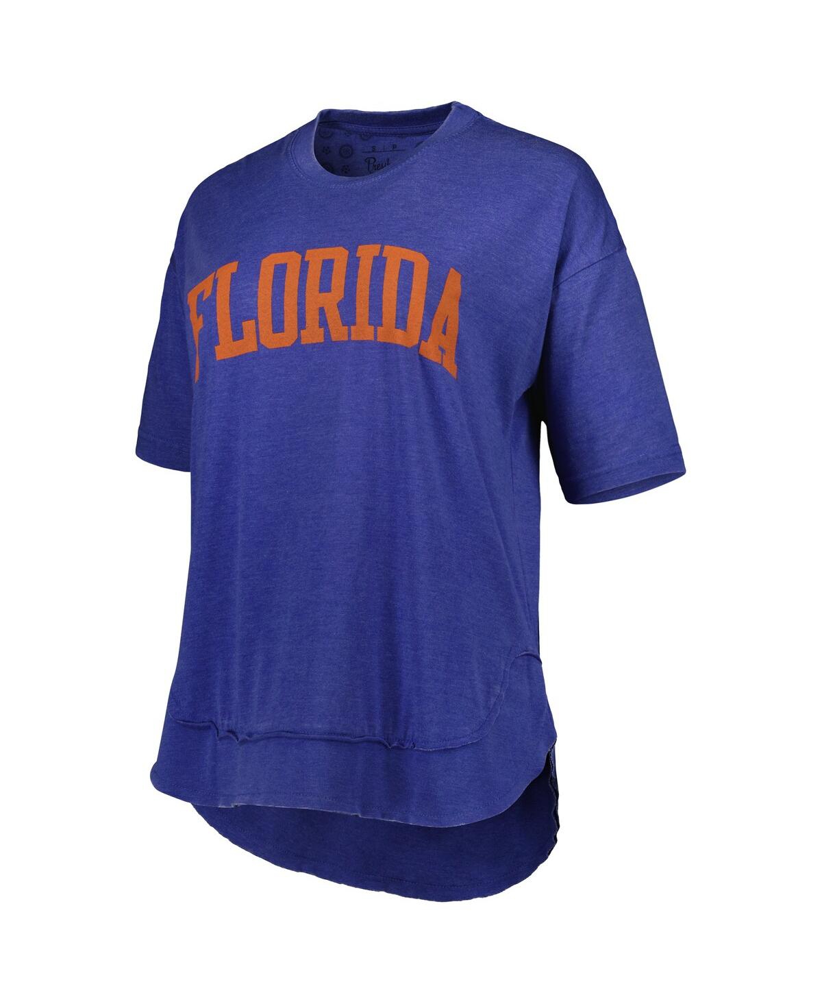 PRESSBOX WOMEN'S PRESSBOX ROYAL DISTRESSED FLORIDA GATORS ARCH PONCHO T-SHIRT 